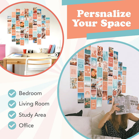Artivo Peach Wall Collage Kit, Preppy Room Decor Aesthetic Pictures Wall Decor, Cute Picture Collage, Preppy Pictures for Wall, Teen Girls Room De...