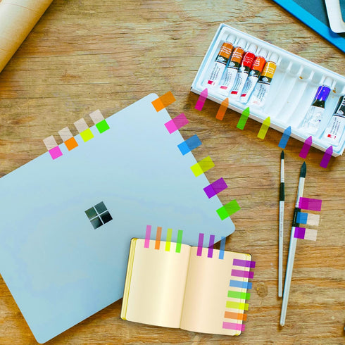 iKyce 680 Pieces Sticky Tabs for Annotating Books? Page Marker Flags, Arrow Index Tabs Self Adhesive Clear, Bookmarks, Text Highlighter Strips, Se...