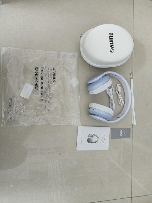 TUINYO Wireless Headphones Over Ear, Bluetooth Headphones with Microphone, Foldable Stereo Wireless Headset- Silver Blue...