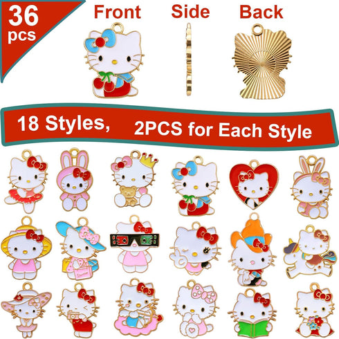Anjulery 36 Pieces Enamel Cat Charms for Jewelry Making - Cute Kitty Charm for Bracelets Earrings Necklaces Pendants Crafts (36Pcs Cat-E)...