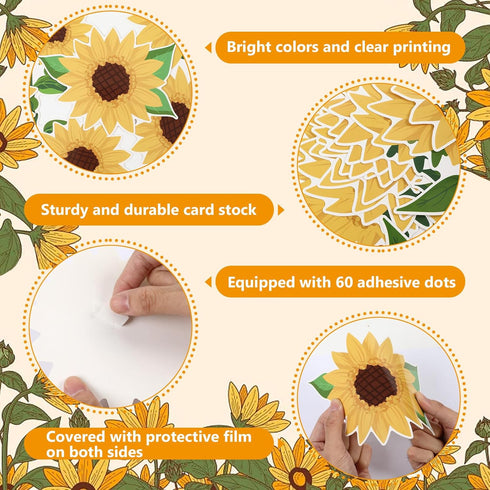 Sunflower Bulletin Board Decoration Sun Flower Cutout Set with Butterflies Fences Bulletin Cardboard with Motivational Sayings Cutouts for Classro...