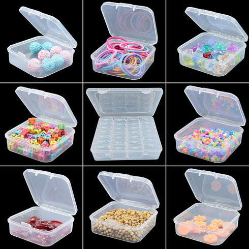 Bead Organizer Box, 28Pcs Small Clear Plastic Storage Containers, 1 Large Craft Organizer Box, 1 Sheet Label, Mini Parts Storage Solution for Bead...
