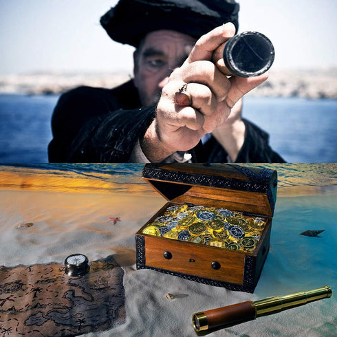 Pirate 25x30 High Powered Zoomable Collapsible Monocular Brass Spyglass Handheld Waterproof Telescope for Bird Watching Hunting Hiking Travelling...