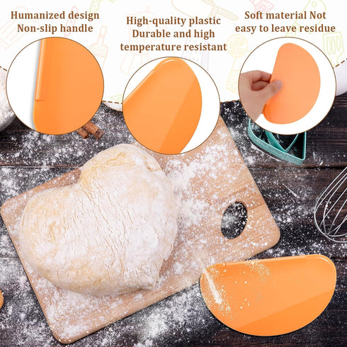 Flexible Curved Edge Silicone Bowl Scraper, Food Grade Dough Scraper for Baking Sourdough Bread, Cake, Bench Scrapers, Multipurpose Kitchen Dish S...