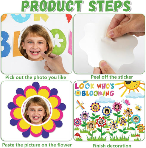 88Pcs Flower Bulletin Board Decorations Set Look Who’s Blooming Classroom Decoration Growth Mindset Photo Posting Craft Cutouts for School Offices...