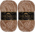 JubileeYarn Chenille Yarn - 100g/Skein Worsted Weight - Cannoli - Pale Brown Grey Velvet - 2 Skeins...