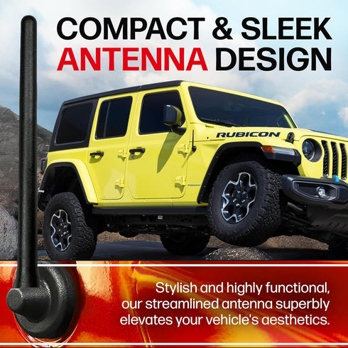 AntennaMastsRus Short Rubber Antenna for Jeep Wrangler JK/JL Gladiator (2007-2024), USA Stainless Steel Threading, The Original 6 3/4" Truck Acces...