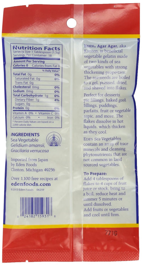 Eden Agar Agar Sea Vegetable Flakes 1 Ounce, Pack of 1...