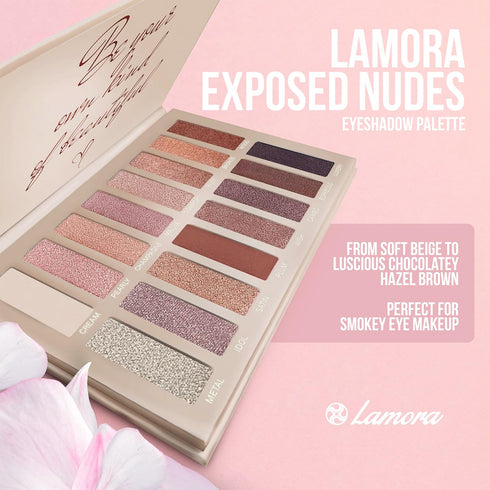 Lamora Eyeshadow Palette Makeup - Eye Makeup Palette with 16 Highly Pigmented Matte & Shimmer Shades - Vegan & Blendable...