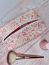 Quilted Floral Makeup Bag, White/pink floral pattern....