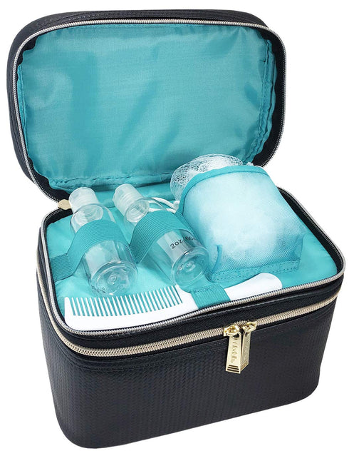 Conair Travel Makeup Bag, Large Toiletry and Cosmetic Bag, Perfect Size for Use At Home or Travel, Five Piece Train Case Set in Black...