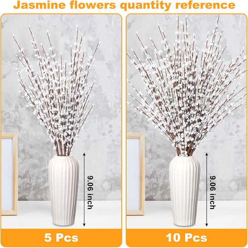 5pcs 29.5" Faux Jasmine Artificial Flowers Tall White Floral Branches for Home Wedding Vase Filler Party DIY Decoration...
