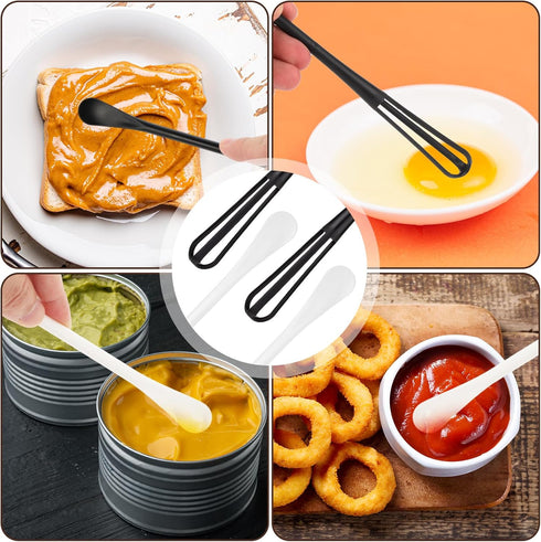 6pcs Mini Whisks, Multifunctional Small Whisks for Cooking with Ergonomic Long Handle Miniature Egg Whisk Stirrer Tiny Whisk for Milk Hot Chocolat...