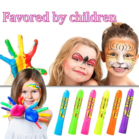 12 Pcs Glow in The Dark Face Body Paint, UV Black Light Glow Makeup Kit for Kids Adult, Non-Toxic Fluorescent Face Paints Crayons for Birthday Par...