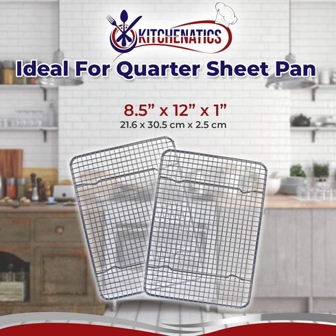 KITCHENATICS Small Quarter Sheet Cooling Rack for Cooking & Baking, Oven Safe Stainless Steel Rack, Baking Rack for Oven Cooking, Heavy Duty Cooki...
