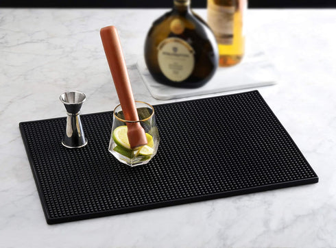 New Star Foodservice 48421 Rubber Bar Service Mat for Counter Top, 12-Inch by 18-Inch, Black...
