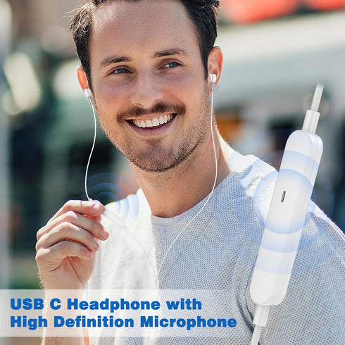 USB C Wired Headphones for Samsung Galaxy S24 S23 Ultra S22 S21, HiFi Stereo Type C Earbud Magnetic Earphone Microphone Volume Control for Apple i...
