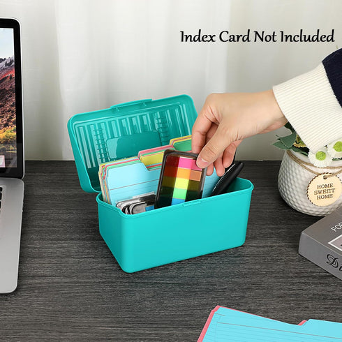BTSKY 1 Pack 4 x 6 inch Index Card Box - Index Card Holder Notecard Box Recipe Card Box Plastic Storage Organizer for Filling Index Cards, Note Ca...
