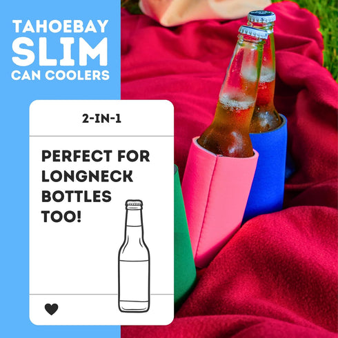 TahoeBay Slim Can Cooler Sleeves (12-Pack) Skinny Tall Cans 12 Oz Bulk Thin Seltzer Fit Sublimation Blanks for Vinyl Plain Blank Foam Beer Bottles...