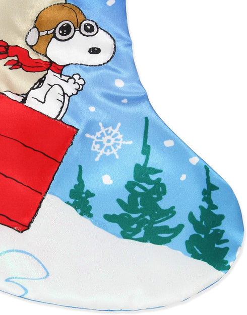Peanuts Snoopy Kurt Adler Cuffed Satin Holiday Stocking (19", Blue/White)...