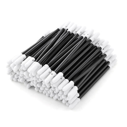 3" Foam Cleaning Swabs Dual Round Heads(200pcs, Black, 3.2 mm Double Heads, 76 mm Length), Double-Headed Q Tip Foam Swab Cleaning Sticks (D7220BLK...
