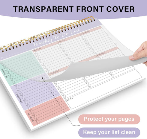 Weekly To Do List Notepad with 52 Undated Sheets?8.5"×11"?- Weekly Desk Planner Pad with Spiral Binding for Women & Man, Office, School and Home P...