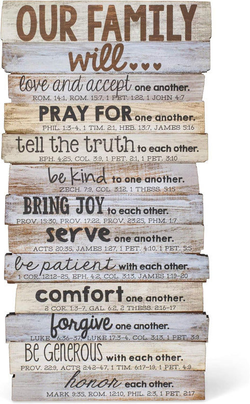 Lighthouse Christian Products Our Family Will Love One Another Rustic Stacked Pallet 5 x 10 Wood Plaque...