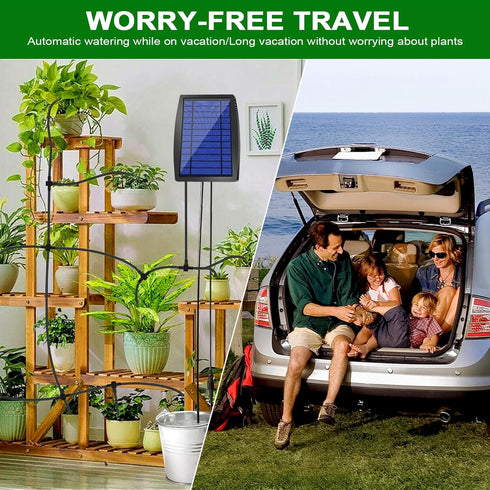 Solar Drip Irrigation Kit Accessories, 32.8FT Solar Powered Auto Easy DIY Irrigation System Expansion Kit with Anti-Siphoning Device for Balcony P...
