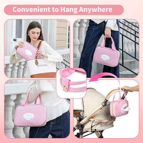 Diaper Clutch Bag with Wipes Pocket, Small Diaper Bag Organizing Pouches, Mini Diaper Bag Purse For Baby Travel Essential, Stroller Diaper Bag, Pi...