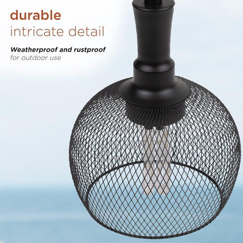 Alpine Corporation 10" Tall Hanging Solar Powered Outdoor Mesh Lantern with LED Lights, Black...