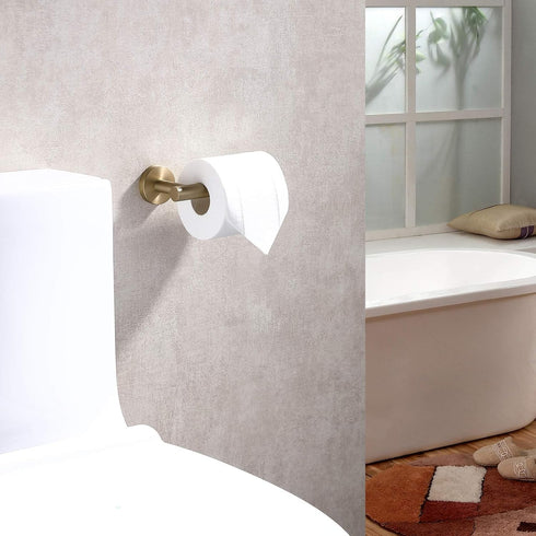Toilet Paper Holder SUS304 Stainless Steel Round Size Brushed Gold 2 Pack...