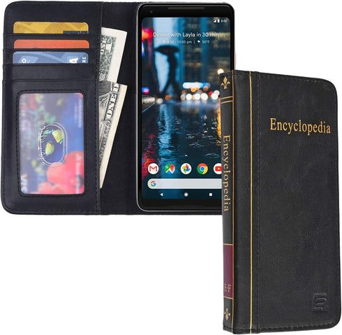 Eco-Fused Book Cover Case Compatible with Apple iPhone 8 and iPhone 7 - Wallet Style Credit Card and Bill Slots Inside - Vintage Encyclopedia Desi...