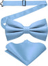 JEMYGINS Solid Color Pre-tied Bow Tie and Pocket Square Set for Men...