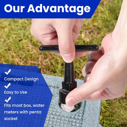 Enhon Curb Box Wrench for Pentagon Curb Boxes, Water Meter Wrench for Penta Socket, T Handle Penta Wrench, Water Valve Shut Off Tool (1 Pack)...