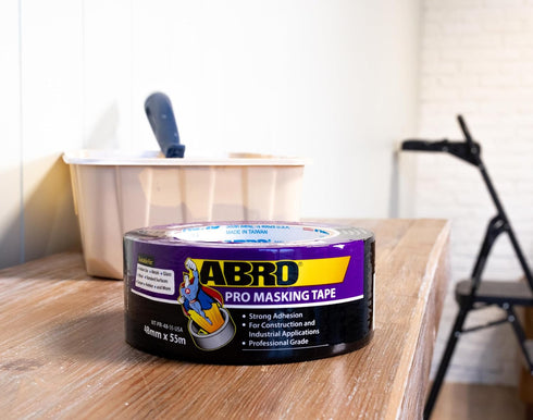 ABRO Masking Tape PRO, 48mm x 55M, All Purpose Natural Masking Tape for Temporary Labeling and Marking, Easy Tear, Clean Removal, Painters Tape fo...