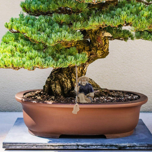 DOITOOL Mini Fisherman Figurine, Miniature Ceramic Fisherman Bonsai Figurine, Chinese Mudman Sitting Fishing Garden Statue Ornament for Micro Land...