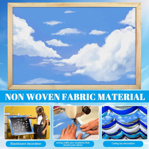 18" x 12' Clouds Fade Resistant Bulletin Board Roll, Fabric for Classroom Bulletin Boards, Classroom Decor, Curtains, and Crafts, Non Woven Blue S...