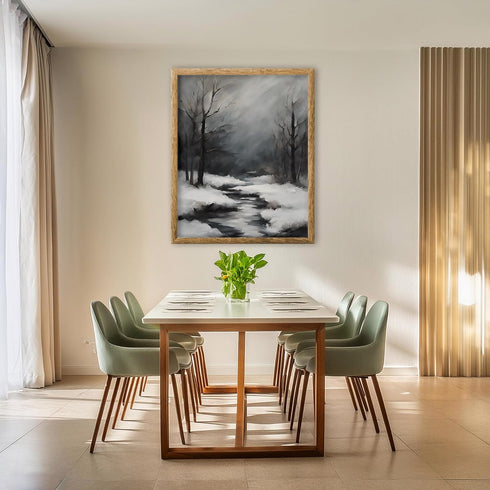 Posterizer 1 pcs-beautiful scenary of snowy winter in oil painting style-8-Landscape & Nature Art-GIft for Men Women Teens-Dining Room Decor- unfr...