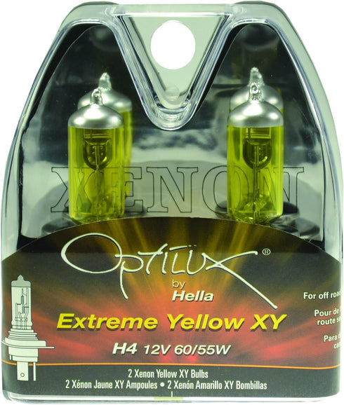 Hella H71070682 Optilux XY Series H4 Xenon Yellow Halogen Bulbs, 12V, 60/55W, 2 Pack...