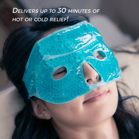 Eye Mask with Gel Beads, PLUS Eye Pads, Great for Pain Relief, Reusable Hot and Cold Eye Mask Therapy Compress...