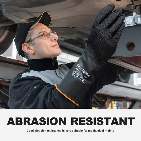 ThxToms Heavy Duty Rubber Gloves, Versatile Latex Chemical Resistant Gloves, Upgraded with Anti-Slip Design, Soft and Thick, 22" 1 Pair...