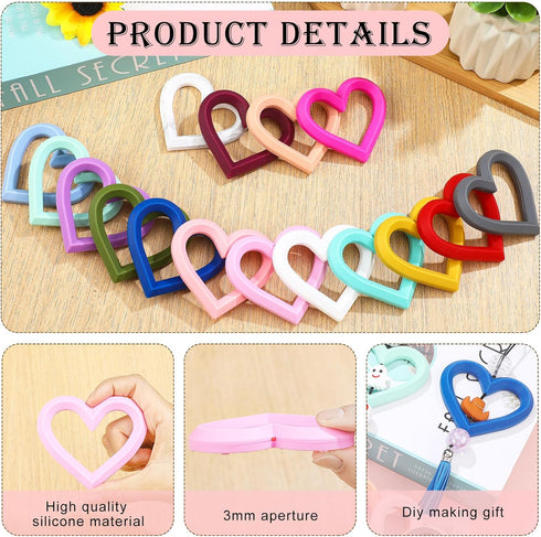 Motionchic 16 Pcs Silicone Beadable O Rings 65mm Silicone Bead Ring Round Silicone Bead Loop with 2 Hole Silicone Focal Bead for DIY Keychain Car ...