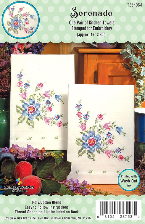 Tobin Serenade Kit-Set/2 Stamped for Embroidery Kitchen Towels, White White......