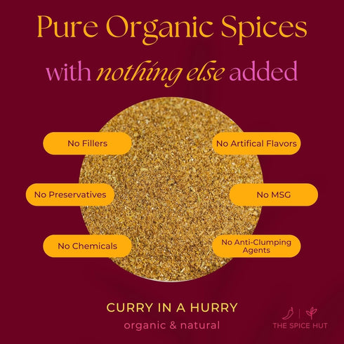Organic Curry in a Hurry Seasoning Powder by Spice Hut, Salt-Free, Burst of Indian Flavor for any Dish, Easy Masala Spice for Home Cooking, Chefs,...