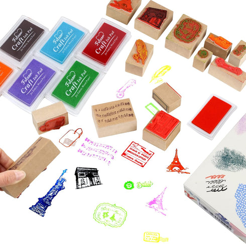 Fstaor 16 Colors Craft Ink Pads for Stamps, Non-Toxic Washable Stamp Pads for Kids, Paper, Wood, and Fabric (16 Pack)...