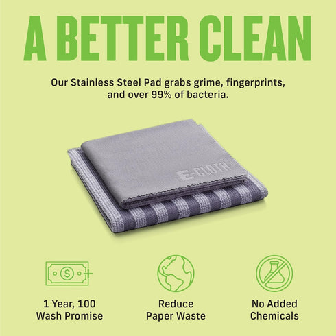 E-Cloth Stainless Steel Cleaning Kit, Microfiber Stainless Steel Cleaner for a Spotless Shine Home Appliances Including Oven, Stove and Refrigerat...