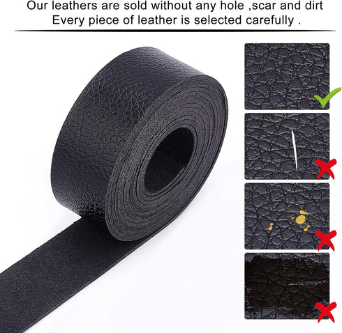 GORGECRAFT Black Leather Strap Strip 1 Inch Wide 79 Inch Long Lychee Pattern Leather Belt Strips Wrap Single Sided Flat Cord for DIY Crafts Clothi...