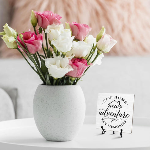 Housewarming Desk Decor, New Home New Adventure New Memories Sign With Iron Stand, House Warming Gifts For Women New House Owner Neighbours Newlyw...