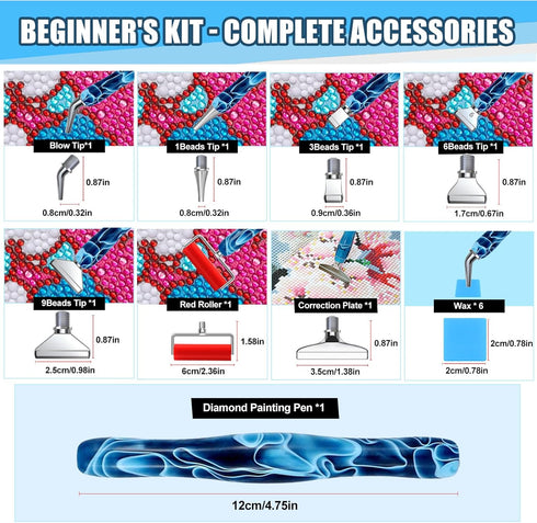 14PCS Diamond Painting Pen Accessories Tools Set, Exquisite Stainless Steel Metal Pen Tips,Ergonomic Diamond Art Drill Pen and 6 Painting Glue Cla...