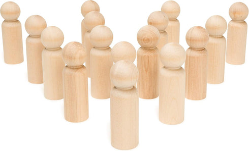 Large Wooden Peg Dolls 3-1/2 inch, Pack of 10 Unfinished Jumbo Dad Peg Doll Figures for Peg People Crafts...